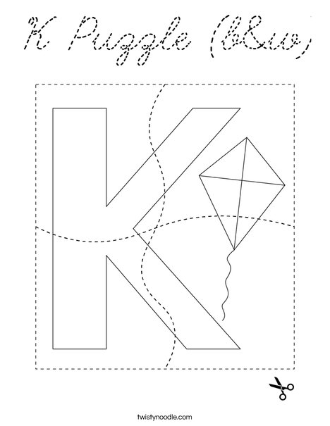 K Puzzle (b&w) Coloring Page