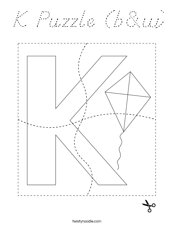 K Puzzle (b&w) Coloring Page