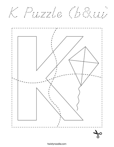 K Puzzle (b&w) Coloring Page