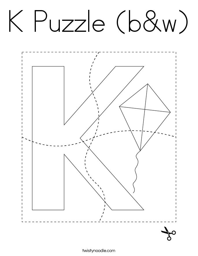 K Puzzle (b&w) Coloring Page