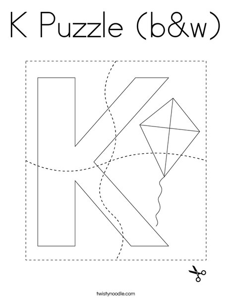 K Puzzle (b&w) Coloring Page