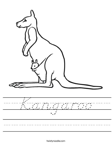 Kangaroo with Baby Worksheet