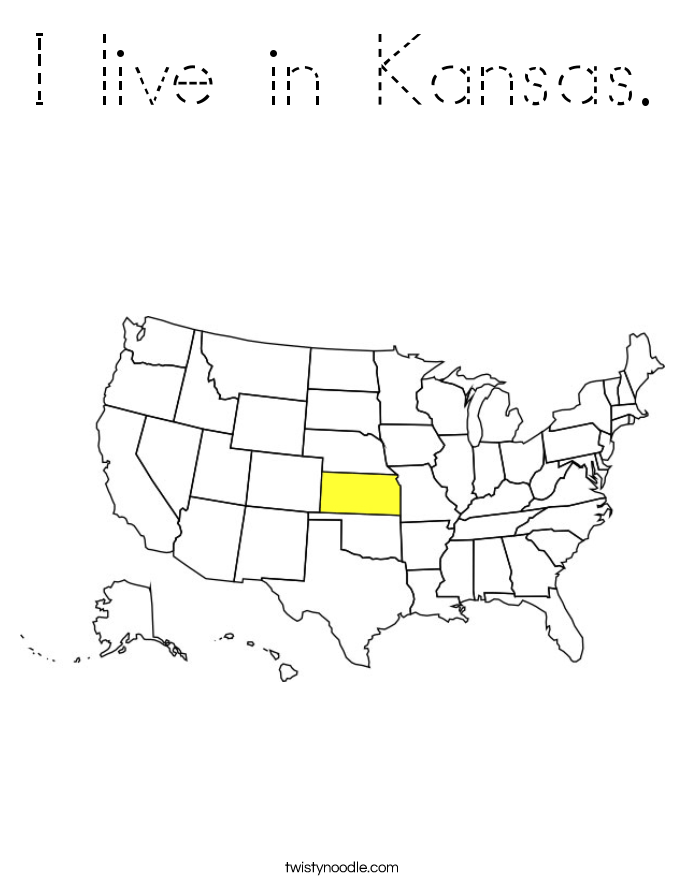 I live in Kansas. Coloring Page