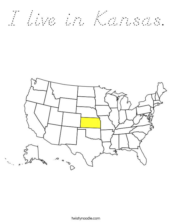 I live in Kansas. Coloring Page