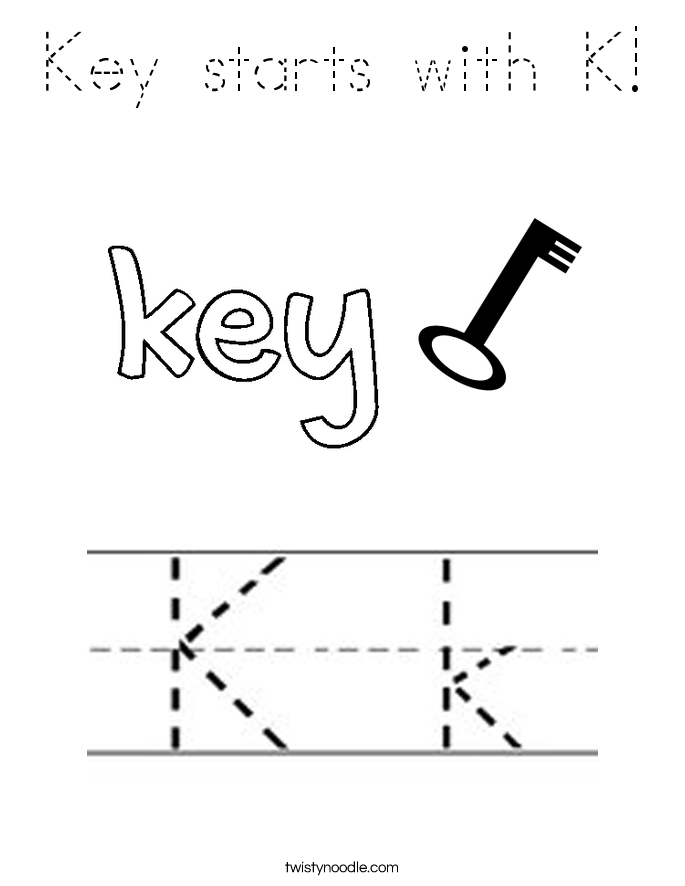 Key starts with K! Coloring Page