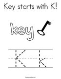 Key starts with K Coloring Page