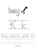 Key starts with K Handwriting Sheet