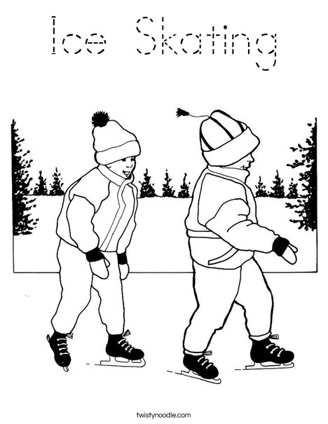 Kids Ice Skating Coloring Page