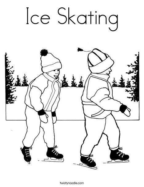 Kids Ice Skating Coloring Page
