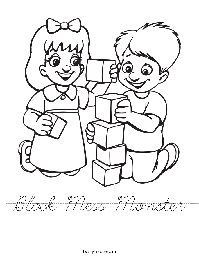 Block Mess Monster Worksheet