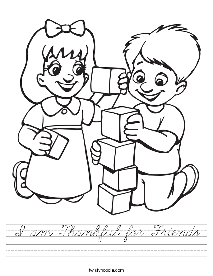 I am Thankful for Friends Worksheet