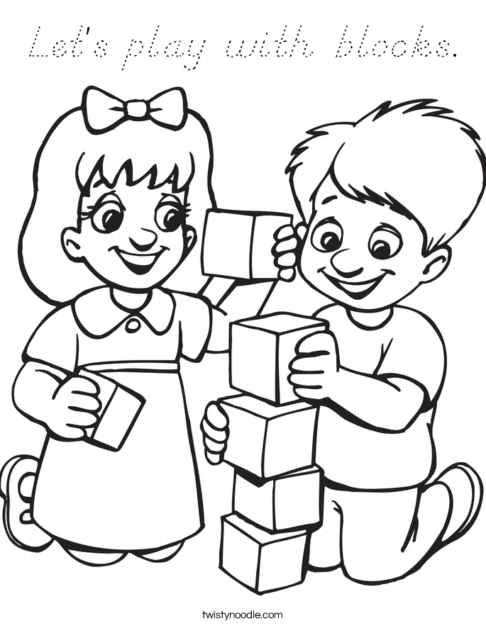 Let's play with blocks. Coloring Page