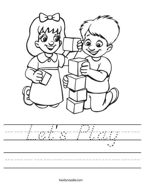 Kids Playing Blocks Worksheet