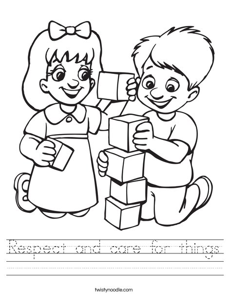 respect and care for things worksheet twisty noodle