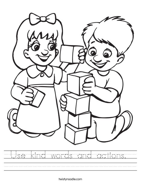 Kids Playing Blocks Worksheet