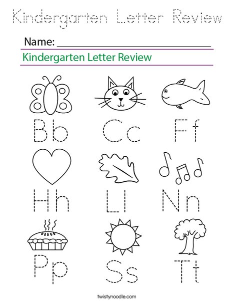 Kindergarten Letter Review Coloring Page