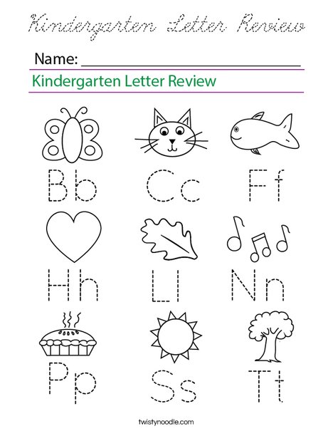 Kindergarten Letter Review Coloring Page