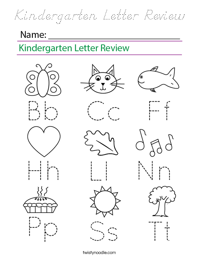 Kindergarten Letter Review Coloring Page