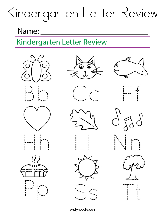 Kindergarten Letter Review Coloring Page