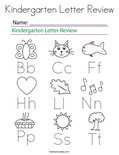 Kindergarten Letter Review Coloring Page
