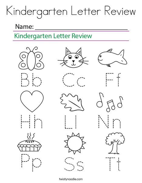 Kindergarten Letter Review Coloring Page