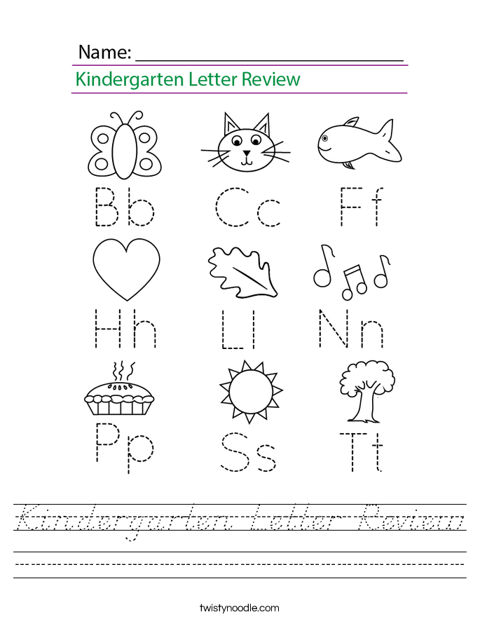 Kindergarten Letter Review Worksheet
