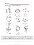 Kindergarten Letter Review Worksheet