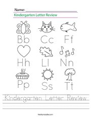 Kindergarten Letter Review Handwriting Sheet