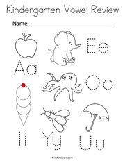 Kindergarten Vowel Review Coloring Page