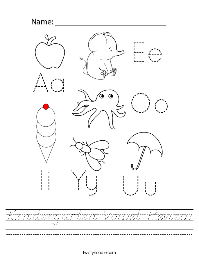 Kindergarten Vowel Review Worksheet