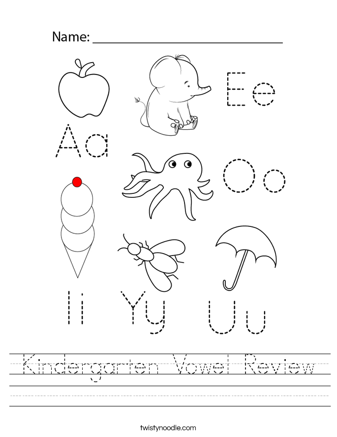 Kindergarten Vowel Review Worksheet