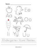 Kindergarten Vowel Review Worksheet
