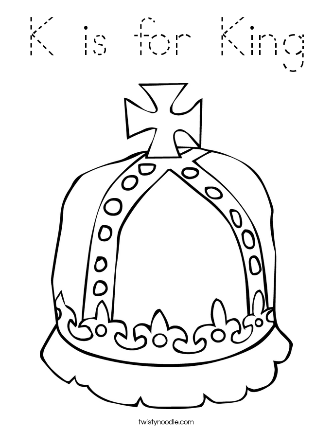 K is for King Coloring Page