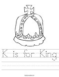 K is for King Worksheet