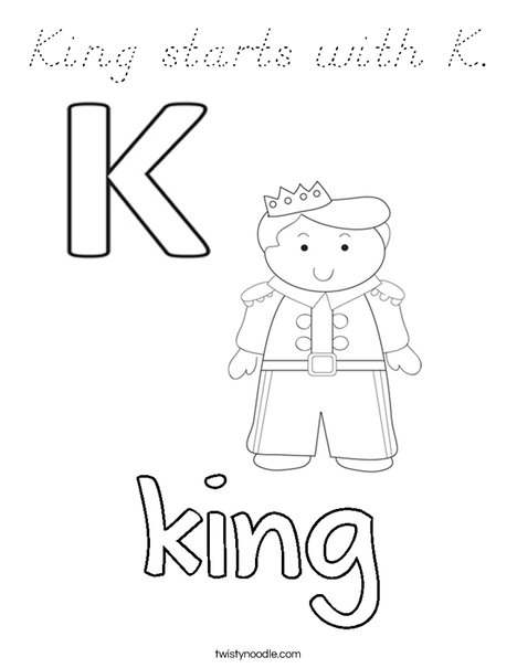 King starts with K. Coloring Page
