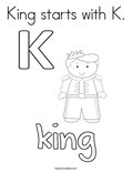 King starts with K. Coloring Page