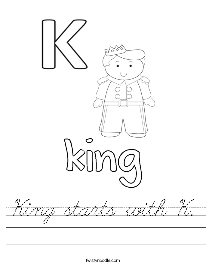 King starts with K. Worksheet