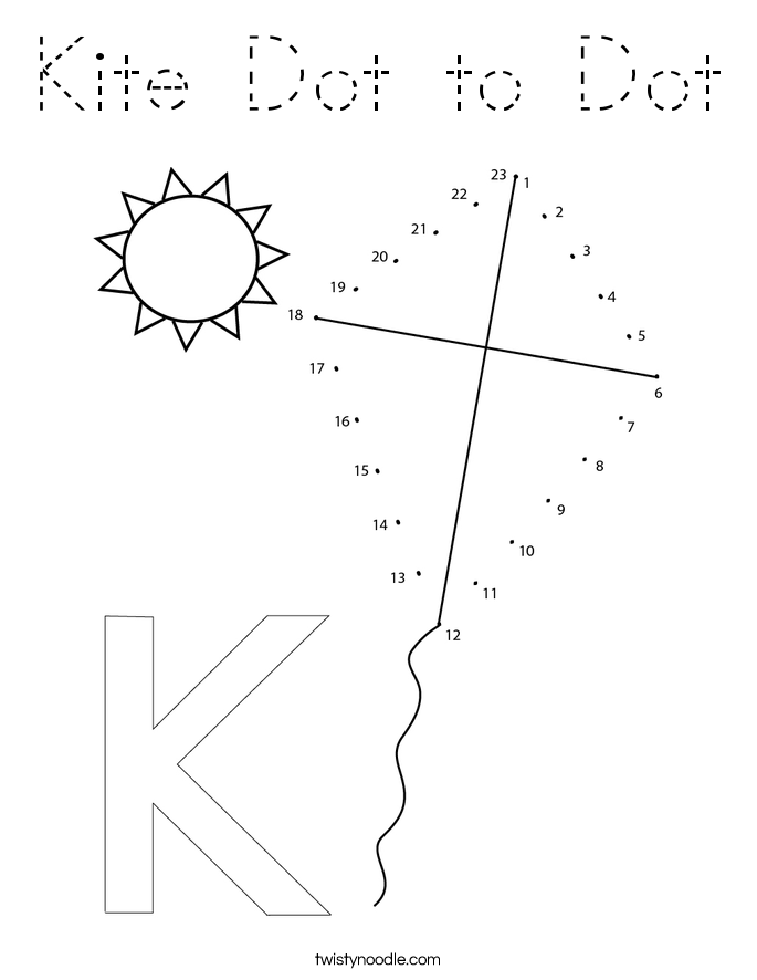 Kite Dot to Dot Coloring Page
