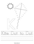 Kite Dot to Dot Handwriting Sheet