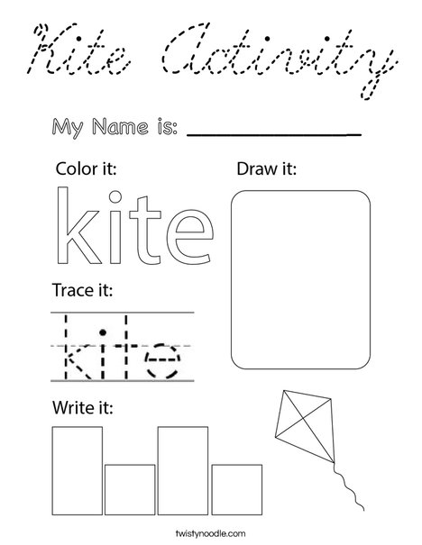 Kite Activity Coloring Page