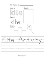 Kite Activity Handwriting Sheet