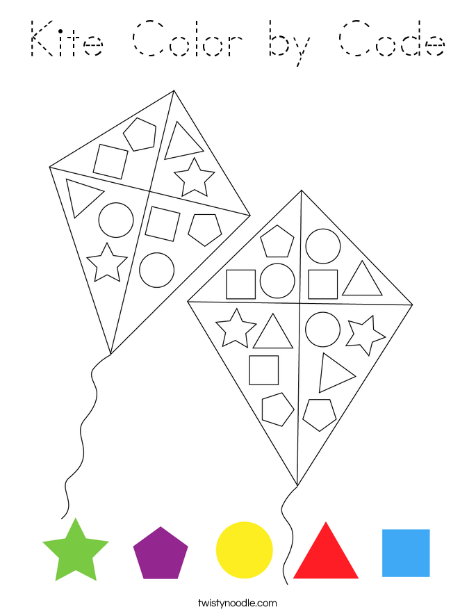 Kite Color by Code Coloring Page