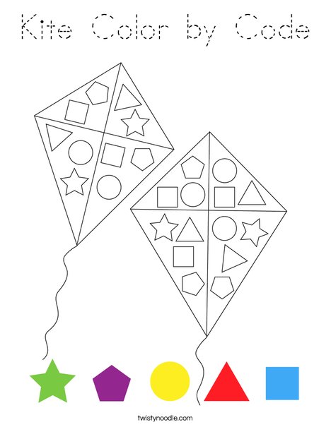 Kite Color by Code Coloring Page