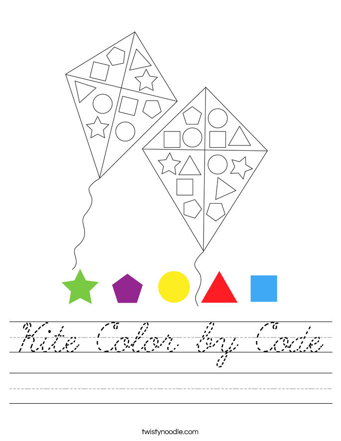 Kite Color by Code Worksheet