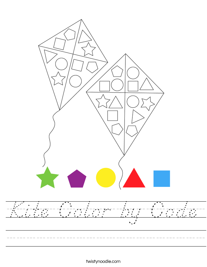 Kite Color by Code Worksheet