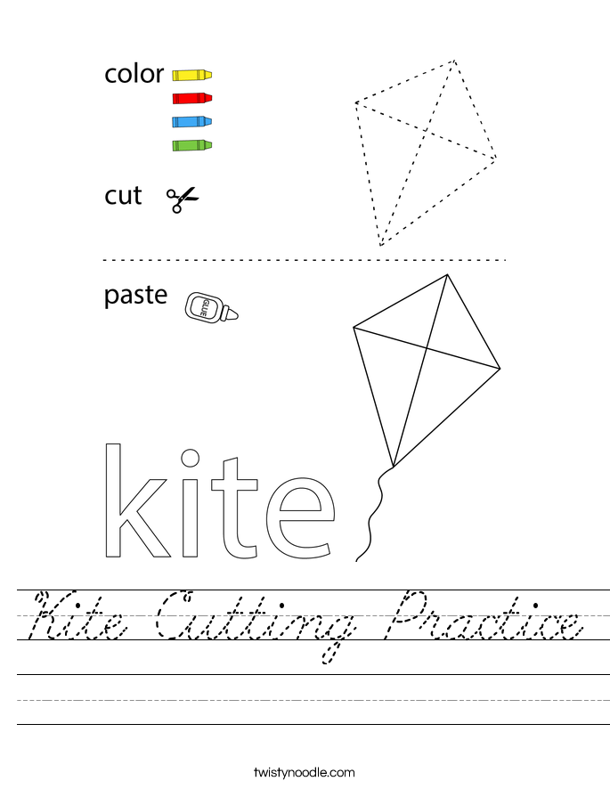 Kite Cutting Practice Worksheet