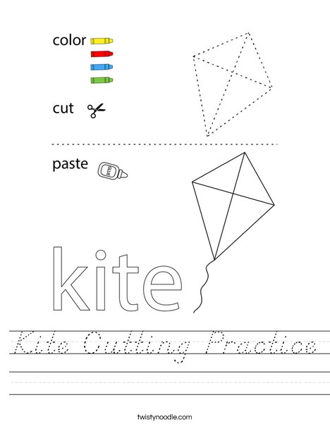 Kite Cutting Practice Worksheet