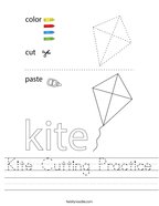 Kite Cutting Practice Handwriting Sheet