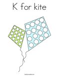 K for kite Coloring Page