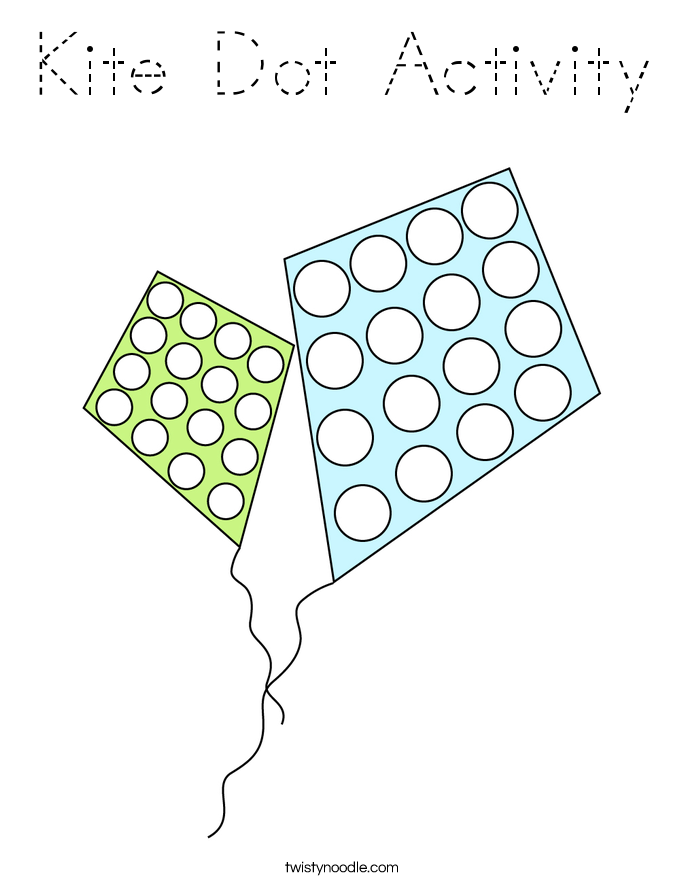 Kite Dot Activity Coloring Page - Tracing - Twisty Noodle